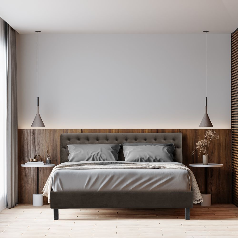 Wakefit Solis Upholstered King Bed without Storage (velvet stone)